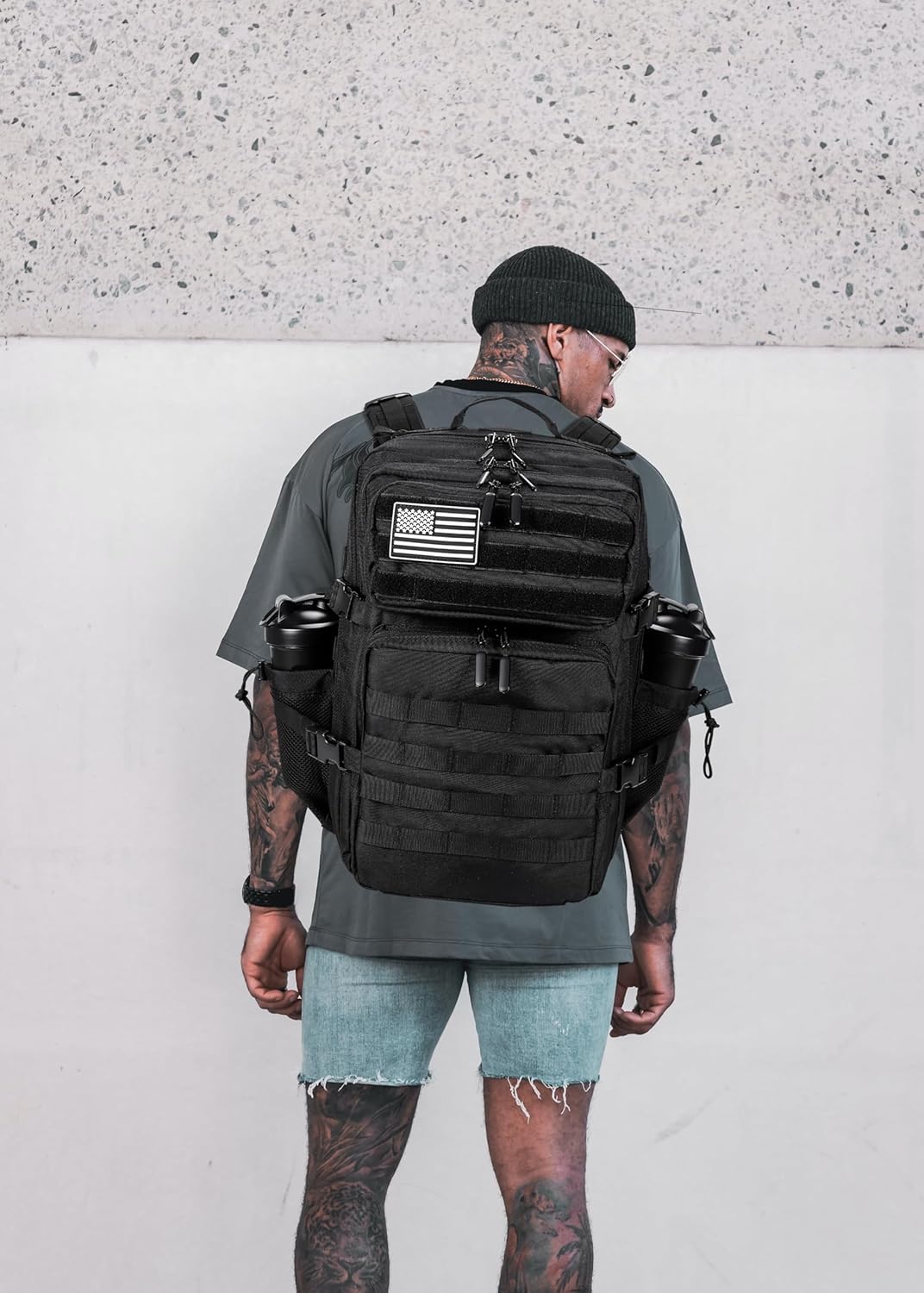 Military Tactical Backpack for Men and Women 45L Army 3 Days Assault Pack Bag Large Rucksack with Molle System - Black
