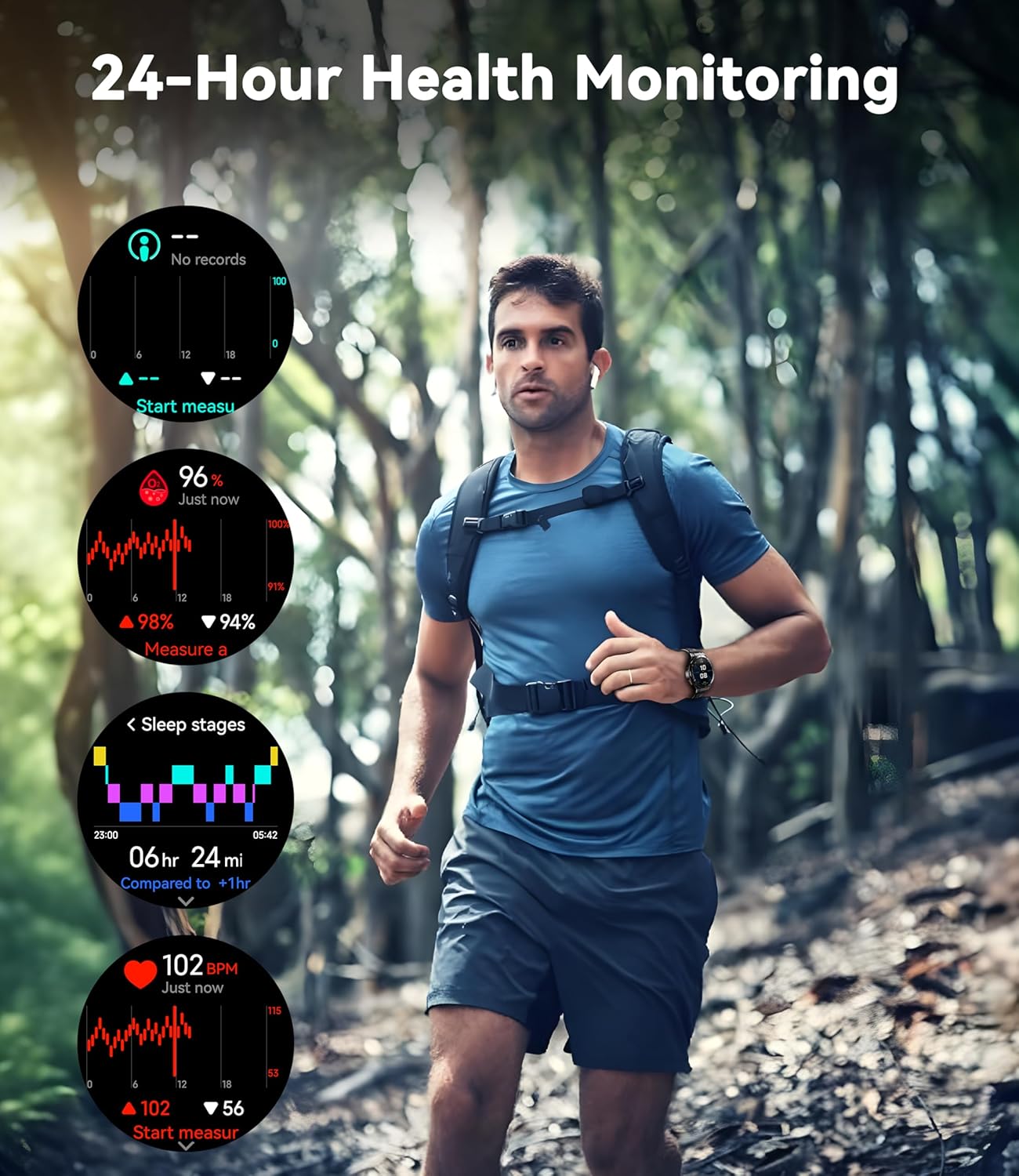 Smart Watch for Men GPS, 1.43" AMOLED Display, 5ATM Waterproof Military Watch, 150+ Sport Modes, Fitness Activity Tracke with Compass Pedometer Sleep Monitor Heart Rate, for Android Ios