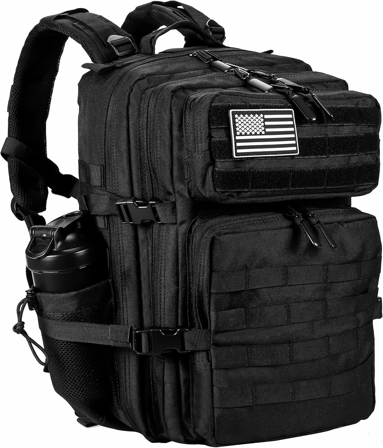Military Tactical Backpack for Men and Women 45L Army 3 Days Assault Pack Bag Large Rucksack with Molle System - Black