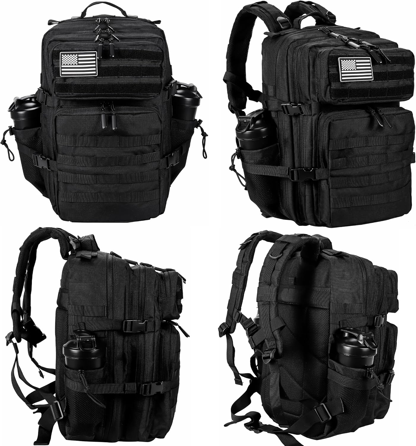 Military Tactical Backpack for Men and Women 45L Army 3 Days Assault Pack Bag Large Rucksack with Molle System - Black